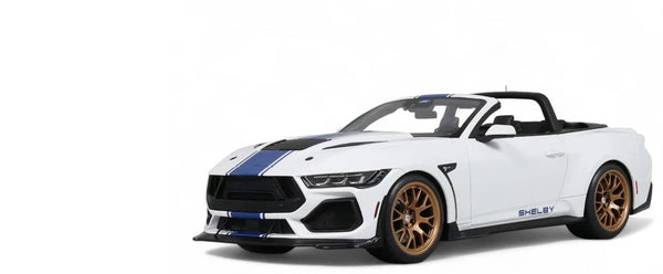 2025 Shelby Mustang Supersnake Convertible White with Blue Stripes 1/18 Model Ca