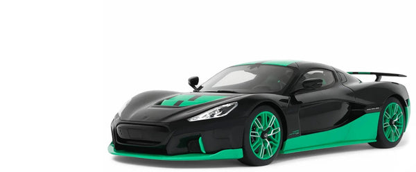 2023 Rimac Nevera Black with Green Stripes 1/18 Model Car by GT Spirit
