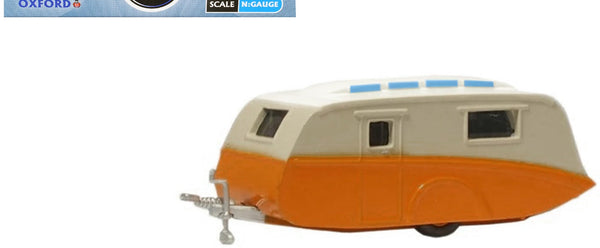 Caravan Trailer Cream and Orange 1/148 (N) Scale Diecast Model Car by Oxford Die