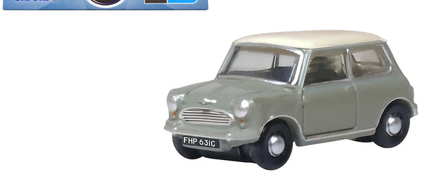 Mini Classic Tweed Gray with Cream Top 1/148 (N) Scale Diecast Model Car by Oxfo