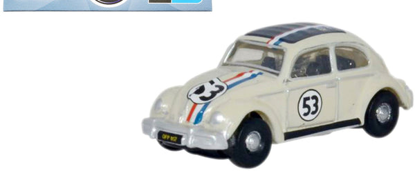 Volkswagen Beetle #53 Beige with Stripes and Black Top 1/148 (N) Scale Diecast M