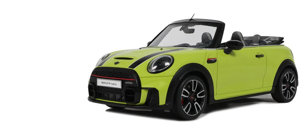 2021 Mini JCW Cabrio Zesty Yellow with Black Stripes 1/18 Model Car by Otto Mobi