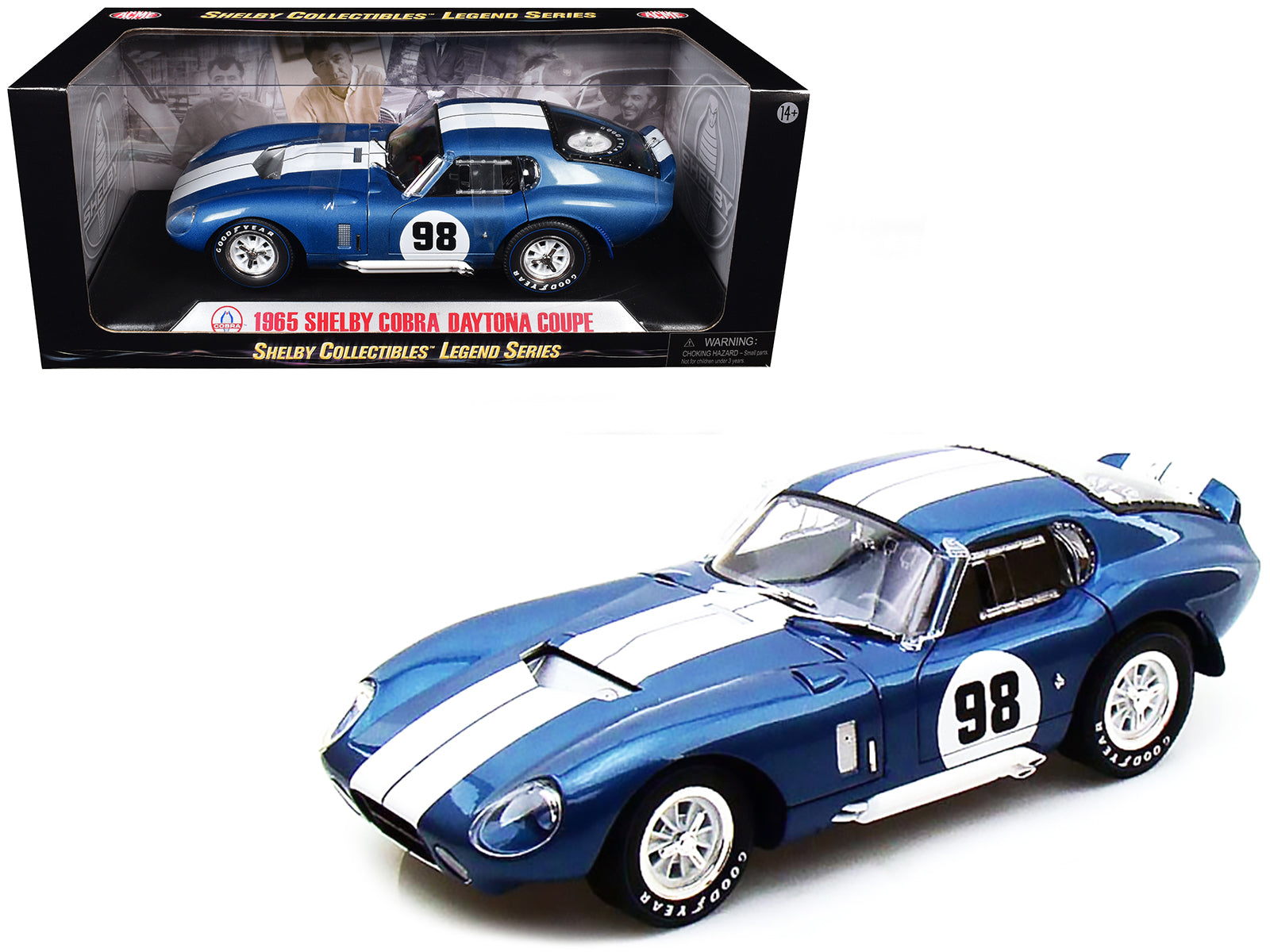 1965 Shelby Cobra Daytona Coupe #98 Blue 1/18 Diecast Model Car by Shelby Collectibles